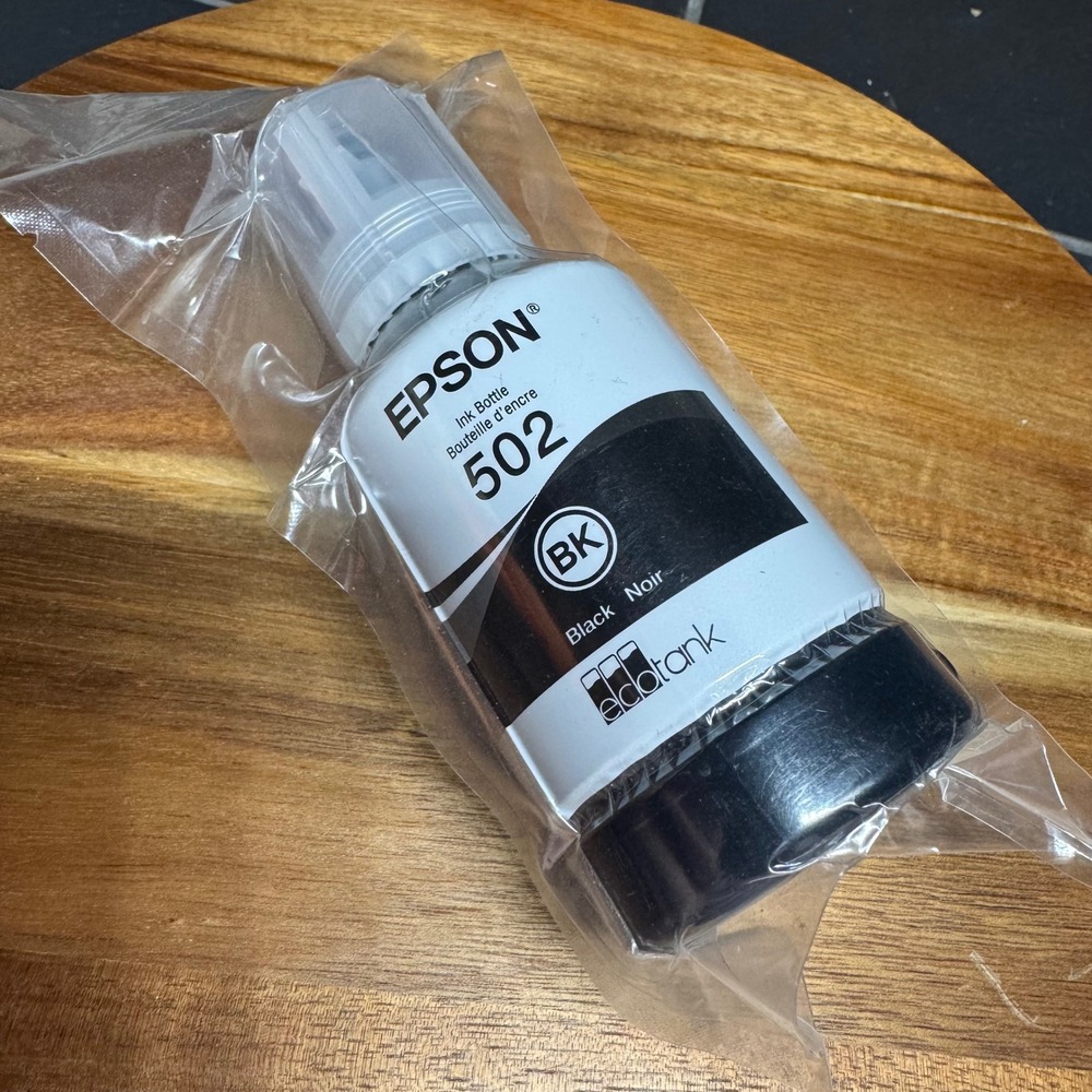 Epson 502 Black Ink Bottle EcoTank T502 127ml Genuine T502120-S BK Noir